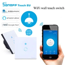 Sonoff Wifi Switch,EU Smart Home 1Gang Intelligent Touch Panel Wifi Light Switch,Phone Wireless Remote Control Wall Switch