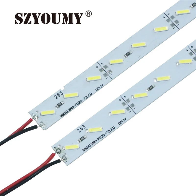 SZYOUMY супер яркий светодиодный свет DC12V 72 светодиодный SMD 7020 светодиодный жесткой полосы света белый Алюминий сплава Дисплей или украшение дома