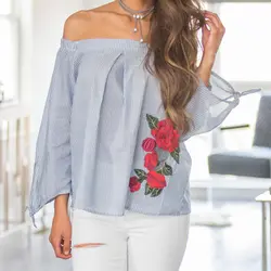 Для женщин блузка летние свободные пляжные Топы корректирующие офисные рубашки элегантный розы с плеча женственный Blusa ws1534c