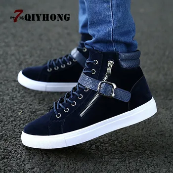 

New Arrival 2018 High Quality Men Shoes Breathable Fashion Men Casual High Shoes Zapatos Hombre Mens Flats Large Size 39~47+PU