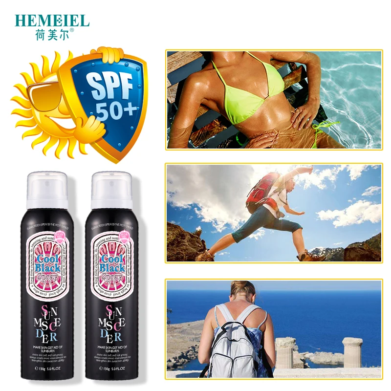 HEMEIEL Солнцезащитный спрей SPF50 летний открытый сильный солнцезащитный блок водонепроницаемый эффективный UVA UVB радиационный крем спрей для тела от солнца 150 мл