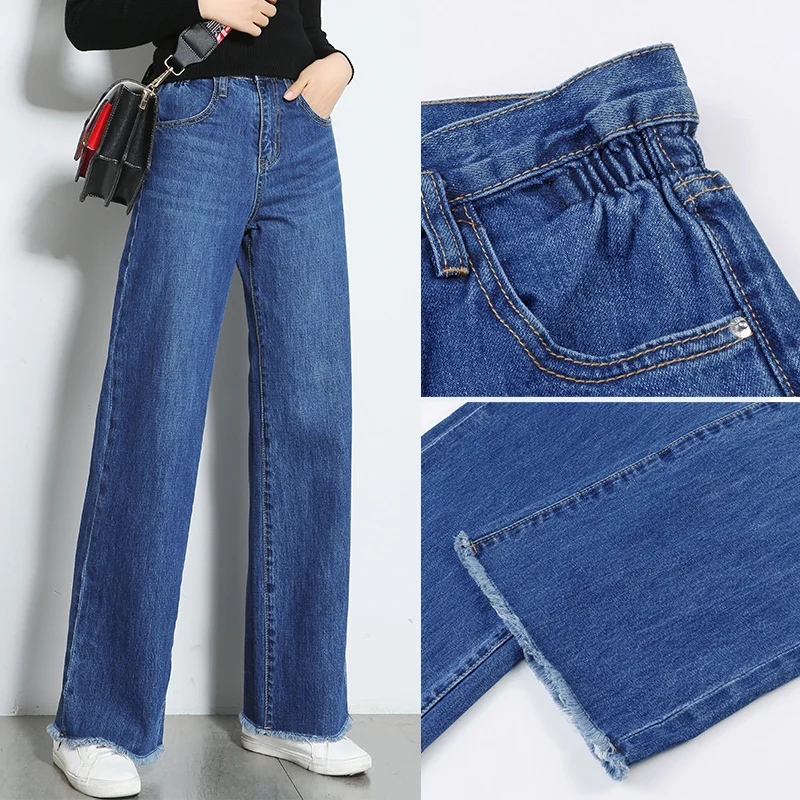 Anchos Ocasionales Nine Flojos Denim Mujeres Pant De Mujer Alta Verano long Jeans Pantalones Cintura Primavera Legtrousers Calidad 2018 Pant PO1qZww