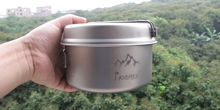 

2PCS/Set Outdoor Camping Tableware Portable Cookware 1-2 Person Pot/Pan Ultralight Titanium Foldable Handle Travel/Picnic Kits