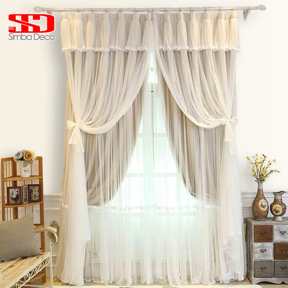 Korean Tassels Voile+Cloth Curtains For Bedroom Living Room Blinds