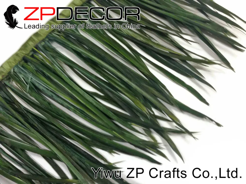 Goose Biot Feathers, 1 YARD - OLIVE Goose Biots Wholesale Feather Trim   159