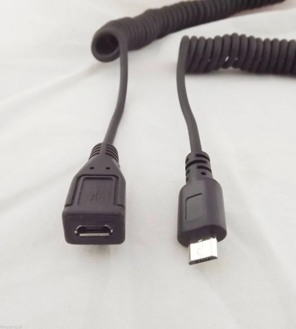 Micro USB B Male To Female M/F Extension Coiled Charging Spiral Cable Cord 5Ft Micro USB B Male To Female M/F Extension Coiled Charging Spiral Cable Cord 5Ft
