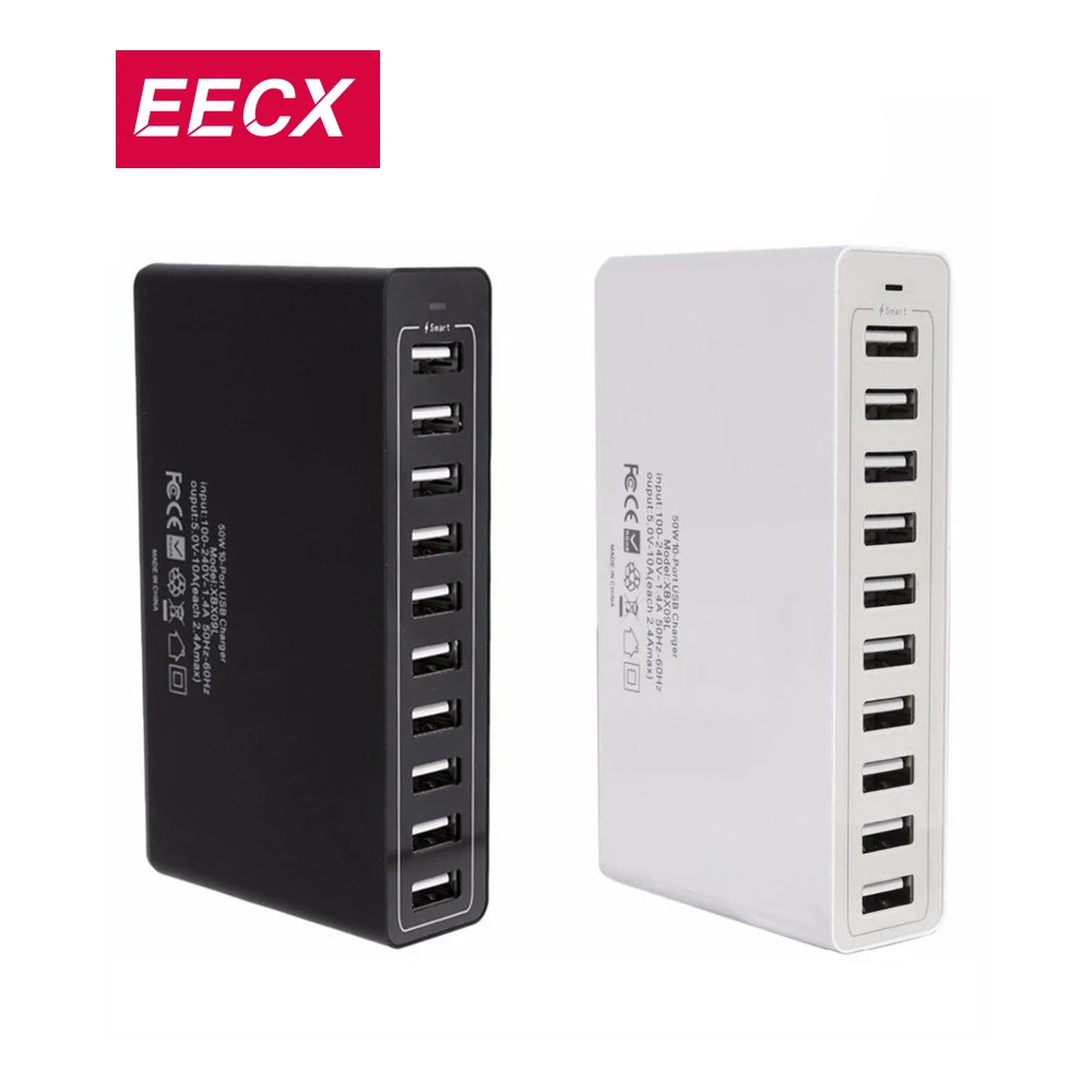 

10 Port USB Charger Multiple Device Fast Charging 5V 10A 50W Smart Quick Charge usb Charger Power Adapter Wall Travel Desktop