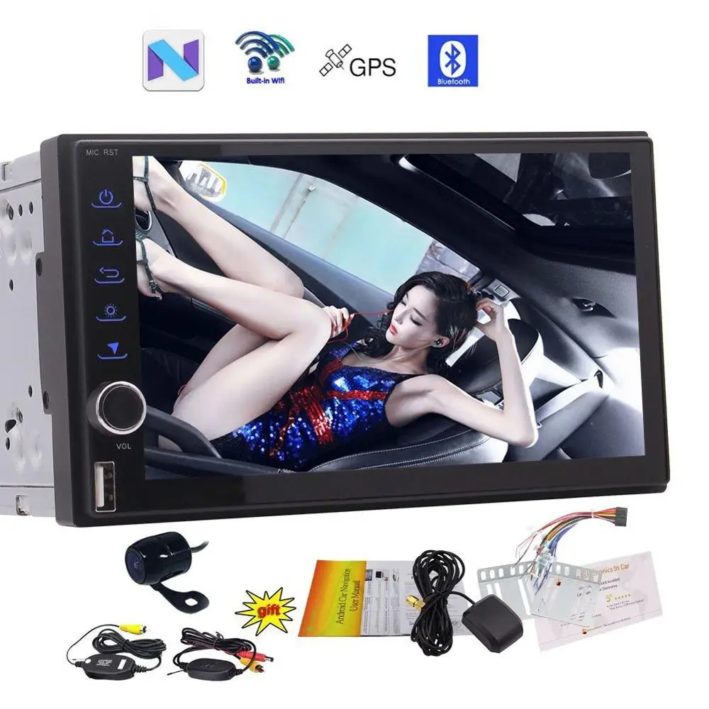 Free font b Wireless b font Backup Camera Android7 1 Nougat EinCar Car Stereo 7 Double