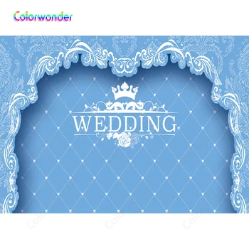 

Colorwonder Blue Photo Background 7x5 White Printed Flowers Imperial Crown Grid Wall Seamless Backdrop for Wedding Party Banner