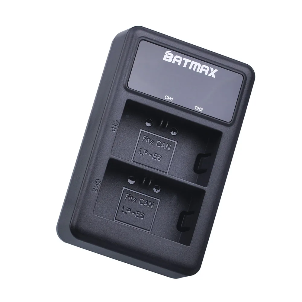 Batmax LP-E6 LPE6 LP-E6N Сделано в Японии ячеек батарея+ светодиодный двойной USB зарядное устройство для Canon EOS 5D Mark II III 5DS 5DSR 6D 7D 60D 60Da