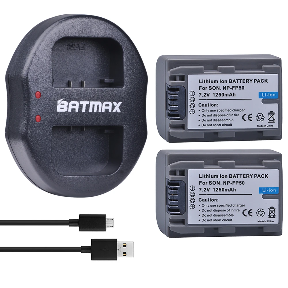 2 шт. 1250 мА/ч NP-FP50 NP FP50 NP-FP51 FP51 Камера Батарея + USB Daul Зарядное устройство для SONY DCR-HC20