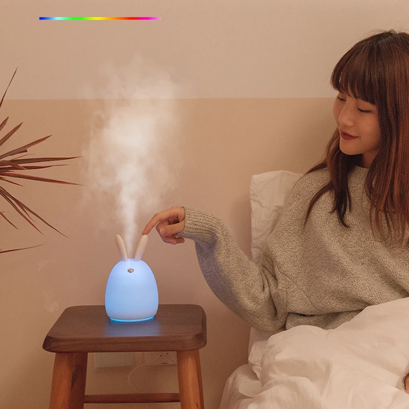 Дешево Увлажнитель воздуха ультразвуковой с ароматическим эфирным маслом диффузор милый кролик освежитель воздуха небулайзер со СВЕТОДИОДНЫЙ Но...