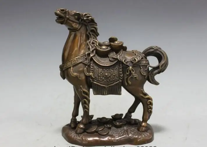 

10 China Pure Bronze Lucky Wealth Coin Horse home Feng Shui Decor Statue
