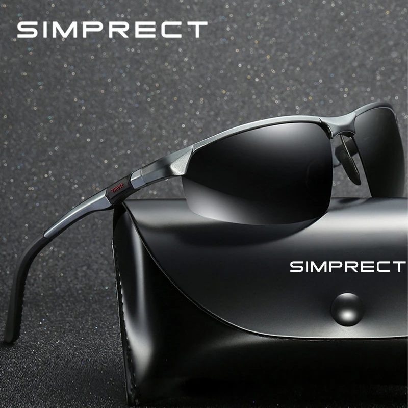 

SIMPRECT 2020 Aluminum Magnesium Sunglasses Men Polarized UV400 High Quality Goggle Sun Glasses Black Driving Sunglass YJ0442