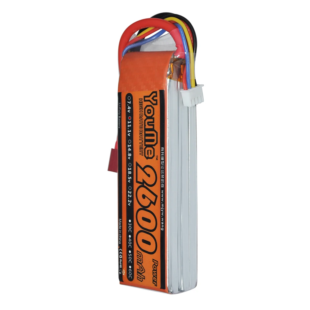 4pcs YouMe 3S 2600mah 11 1V Max 60C RC Battery Short design For RC Helicopters font