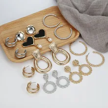 Boho массивные ювелирные изделия, имитация жемчуга, серьги в форме сердца, круглые квадратные геометрические серьги, металлические серьги Za, золотые Винтажные серьги