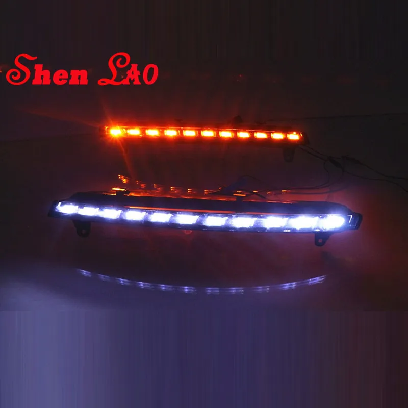 

Shenlao Yellow Turning Function accessories ABS Cover 12V Car DRL LED Daytime Running Light For Audi Q7 2006 2007 2008 2009