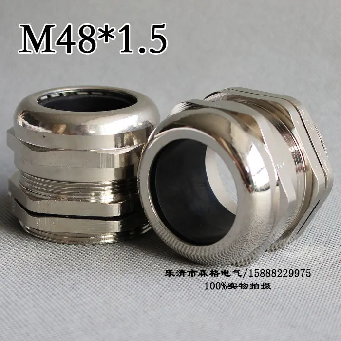 1piece M48*1.5 Nickel Brass Metal Silica gel Waterproof Cable Glands connector Apply to Cable 25-33mm