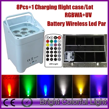 

8XLOT with charge road case Factory direct selling DJ freedom wirless dmx battery led wash up lights RGBWYP 6X18W DHL shipping