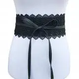black Женские поясные ремни из искусственной кожи кружевной пояс легко застёгивающийся корсет пояс модный пояс с застежкой платье аксессуары - Цвет: black