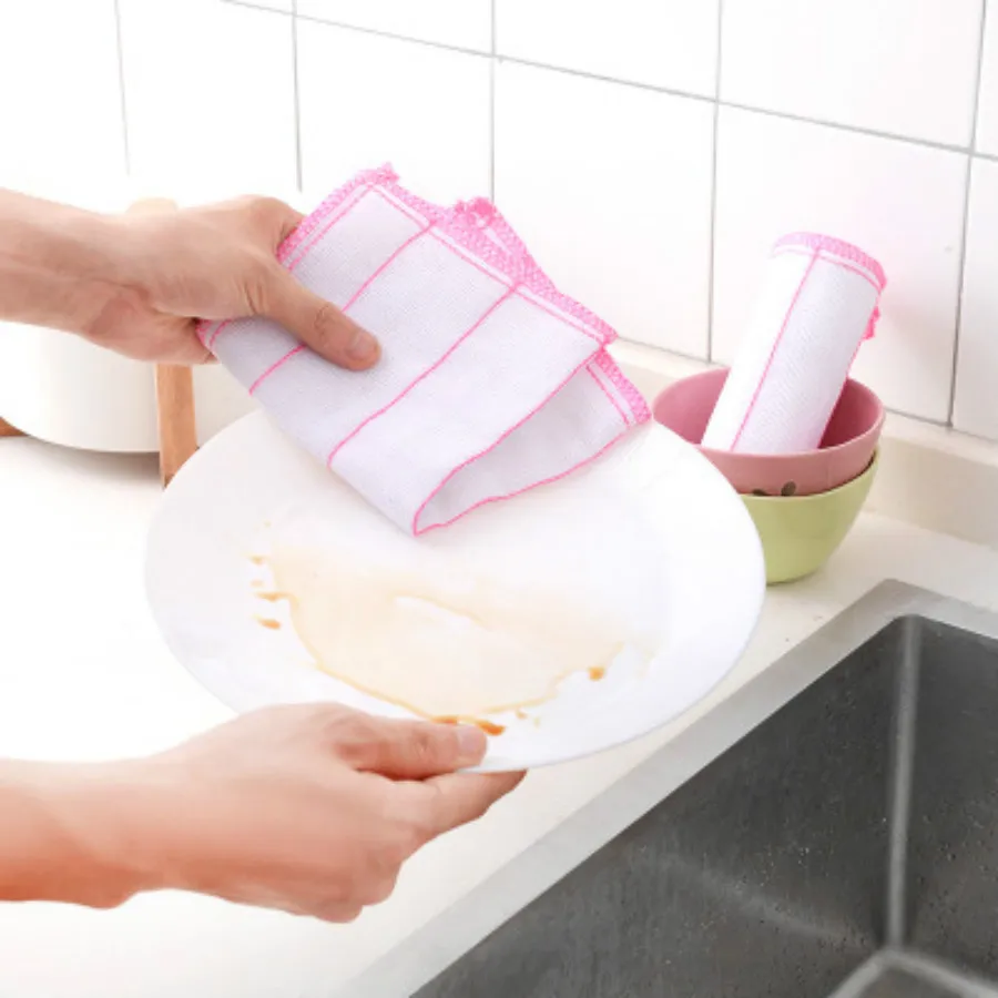 

1pc Five-layer Wiping Rags for kitchen Efficient Anti-grease Dish Cloth Cotton Yarn Dish Towel Magic Kitchen Cleaning Napkins