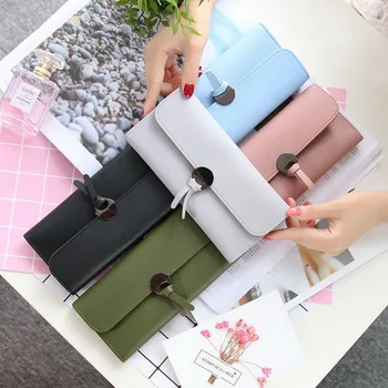 

by dhl or ems 100pcs new Simple Fashion Women Long Wallet Solid Color Leather Bags Lady Girl Clutch Bag Ultrathin Card Holder