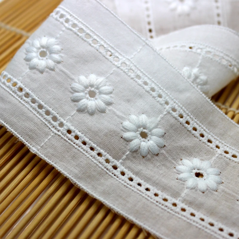 3 метра 6,2 см Белый 3D вышитый цветок кружевная отделка костюм лента для аппликации хлопок домашний текстиль кружевная ткань для шитья