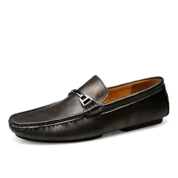 

Genuine Leather Men Casual Shoes Luxury Brand 2019 Mens Loafers Driving Style Slip on Driver Boat Moccasins Plus Size 37-45