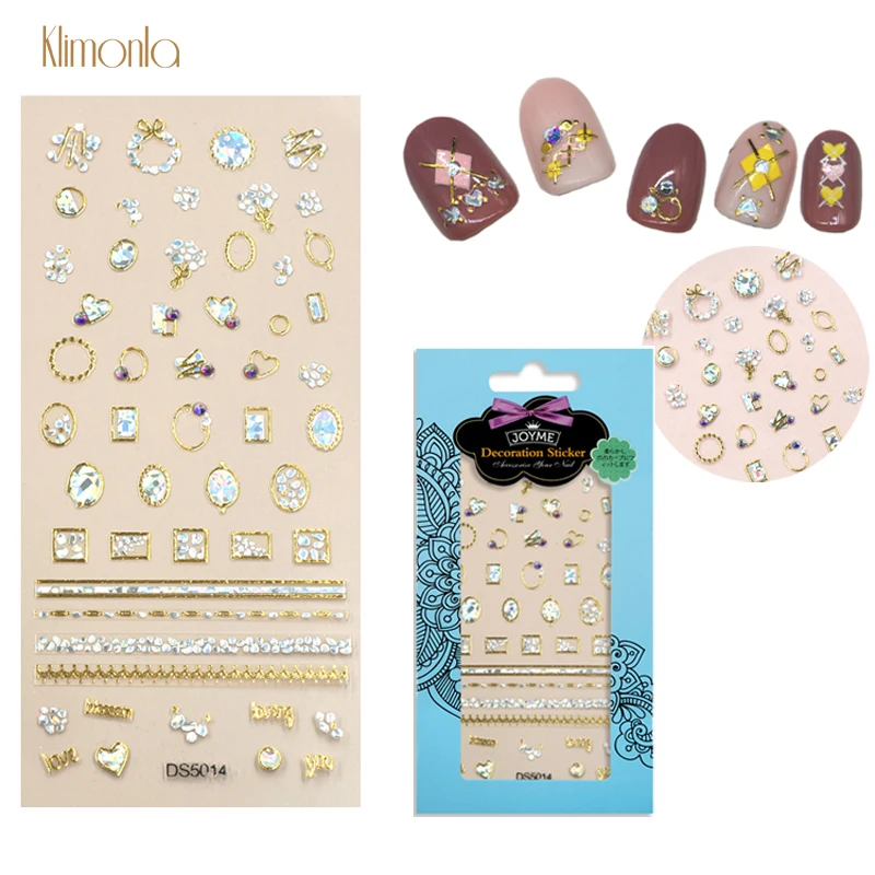 

2pcs 3D Metal Nail Stickers Mix Design Rhinestone Nail Art Decals DIY Manicure Cactus Leaf Nail Decoration Tips