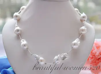 

Z4686 20" 35MM WHITE BAROQUE KESHI PEARL NECKLACE Magnet
