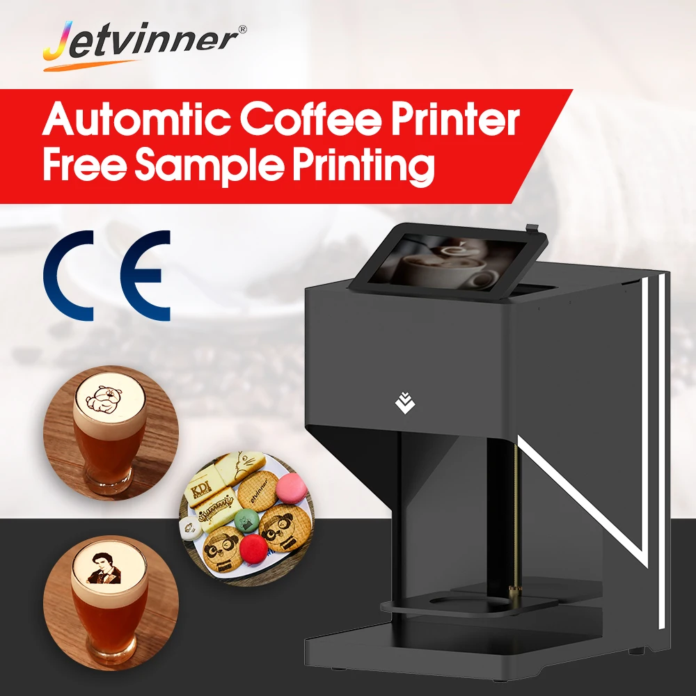 

Jetvinner Free Sample Printing by Automatic Cofee Printer Machine One-cup 4-cup Food Printers suit for Cake, Bread, Cookie, etc.
