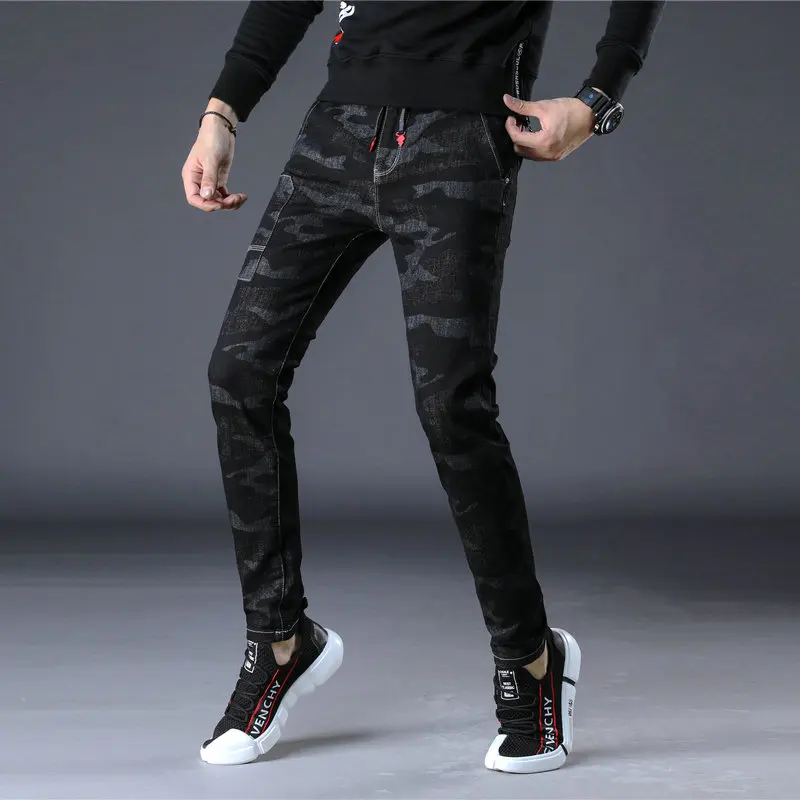 UMMEWALO черные камуфляжные Мужские джинсы из денима стрейч обтягивающие джинсы мужские хлопковые тонкие прямые повседневные джинсы мужские качественные джинсы
