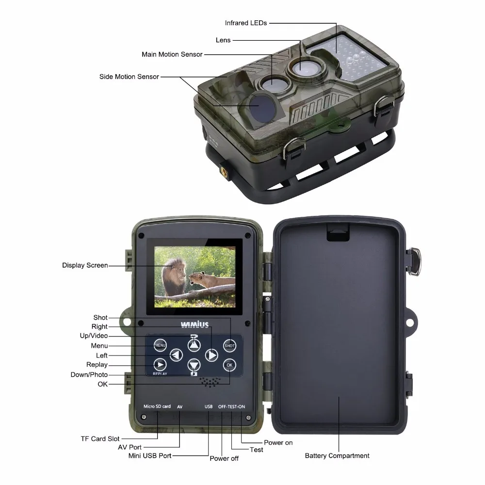 Trail Camera 16MP 1080P 0.6S HD With Time Lapse 65ft 125 Wide Angle Infrared Night Vision 42pcs IR LED 2.4 LCD Scouting Camera (5)