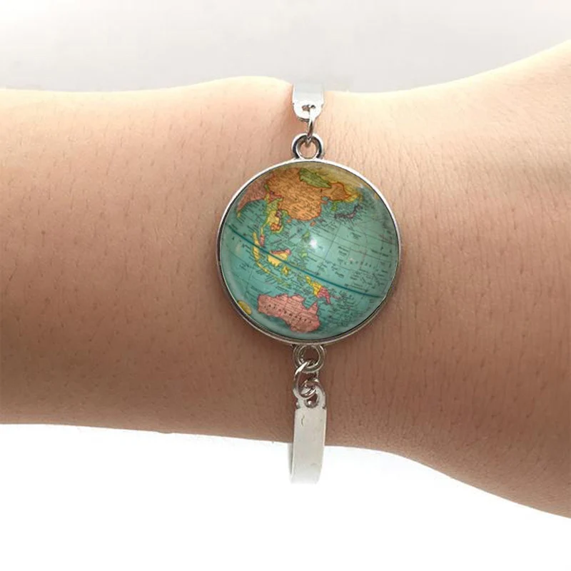 Hot glass dome jewelry Vintage Globe Necklace Earth World Map