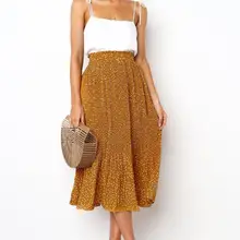 Плиссированная юбка миди в горошек, Женская эластичная юбка с высокой талией и боковыми карманами, летняя элегантная женская юбка, jupe femme ED