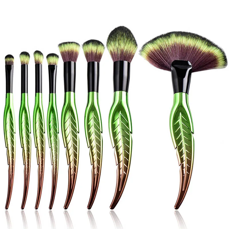 

1 pcs Green Makeup Brushes Cosmetic Foundation Eyebrow Eyeliner Blush Powder Concealer Leaf Shape Handle Makeup Brushes
