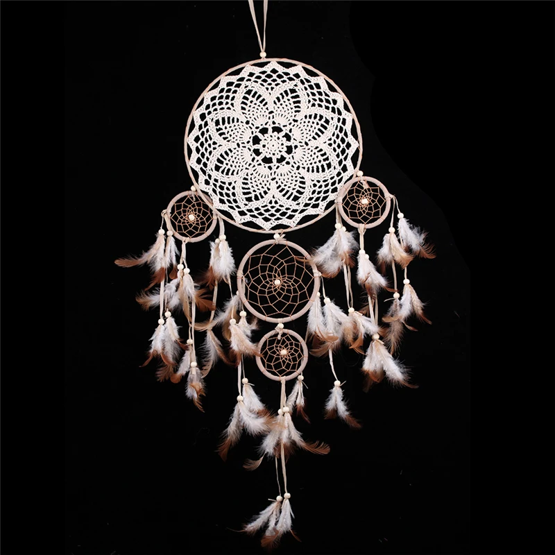 Decoración del hogar artesanía anillo de Metal grande redondo círculo DIY pluma hecha a mano indio rústico colgante ropa de cama atrapasueños Decoración del hogar artesanía anillo de Metal grande redondo círculo DIY pluma hecha a mano indio rústico colgante ropa de cama atrapasueños