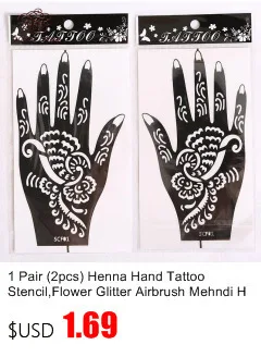 6pcs/Set Henna Tattoo Stencil Mehndi Aribrush Templates for Women Body Paint Indian Tattoo Stickers New Designs Kit 6 Patterns