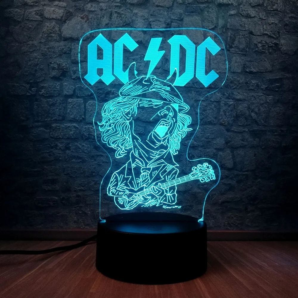 Ночная световая группа acdc Rocker Member 3D USB светодиодный светильник многоцветная атмосфера модные подарки для любителей музыки настольные украшения