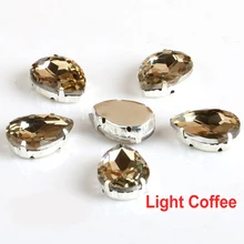 10x14mm 13x18mm 18x25mm 20x30mm Licht Kaffee TearDrop Abend kleid Dekorationen Nähen Auf Klaue Strass