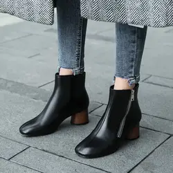 LAPOLAKA/модные ботинки из натуральной коровьей кожи на высоком каблуке, женская обувь, популярная Дизайнерская обувь на молнии, женские