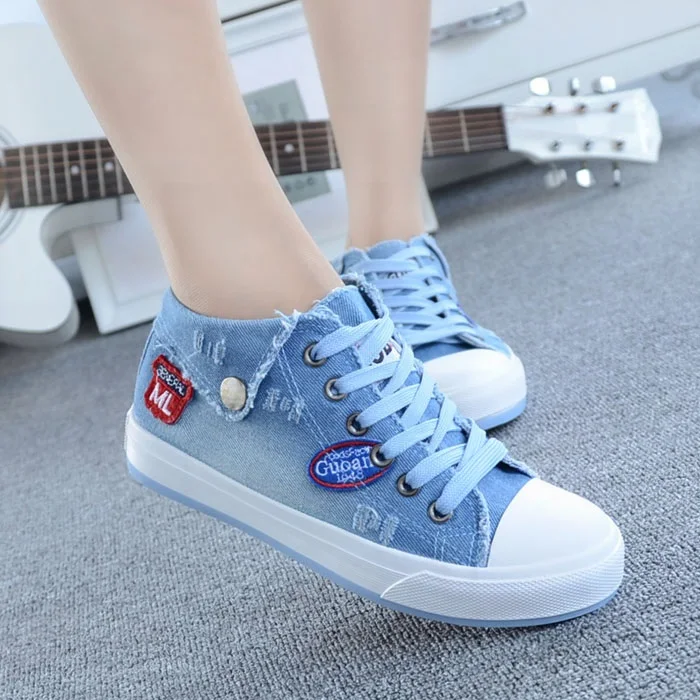 

Shoes Children 2018 Sping Autumn Denim Casual Shoes Lace-Up Children Fashion Flats High Top Canvas Shoes Child Flat Shoes