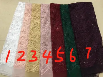 

High Quality African Lace embroidered For Party With beads 5Yards 2019 New Design African Laces Fabric Green BZL-12.1731
