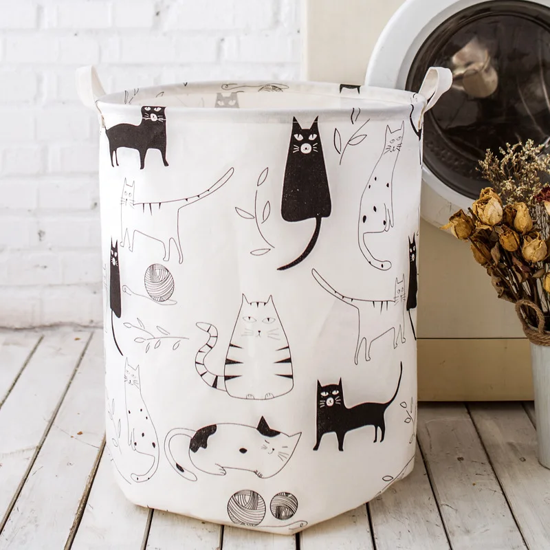 Folding Laundry Basket Cartoon Storage Barrel Standing Toys Clothing Storage Bucket Laundry Organizer Holder Pouch Household