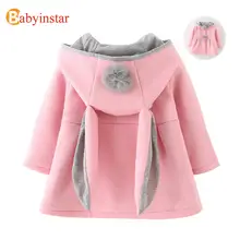 Cute Rabbit Ear Hooded Baby Girls Coat New Autumn Tops font b Kids b font Warm