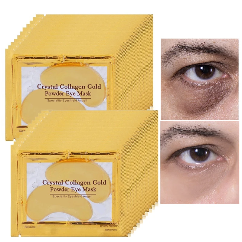 100 шт = 50 упаковок золотых масок для глаз, удаляемая кристаллами темная круглая маска для глаз, двойные увлажняющие омолаживающие патчи для глаз