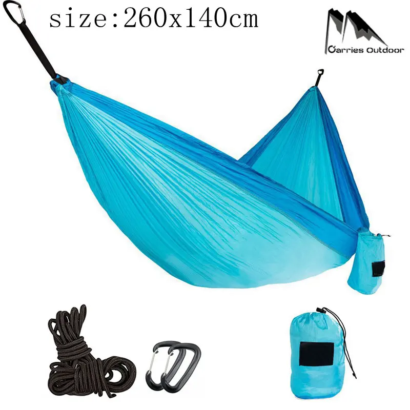 Портативный гамак-парашют для кемпинга выживания садовая мебель для отдыха и сна Hamaca дорожная двойная подвесная кровать 300*200 см - Цвет: light blue 260x140cm