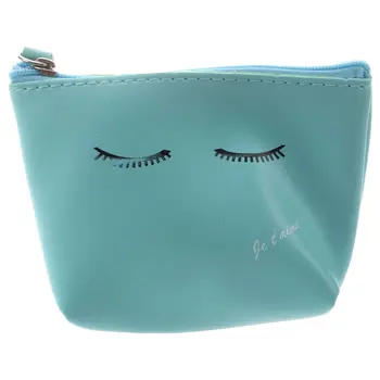 

ABDB-Women Girls Cute Zip Leather Coin Purse Wallet Bag Change Pouch Key Card Holder, Blue Wink