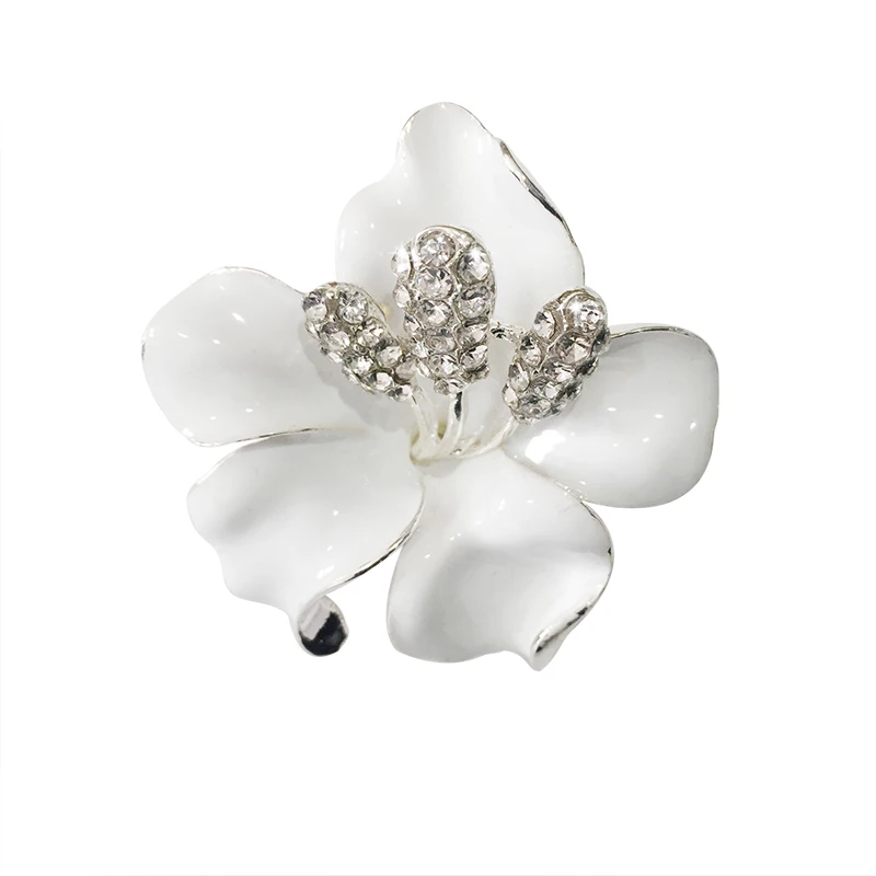 

2017 hot sale Flowers Enamel rhinestone Crystal Lily Flower brooches for women Wedding Bridal Brooch Gift