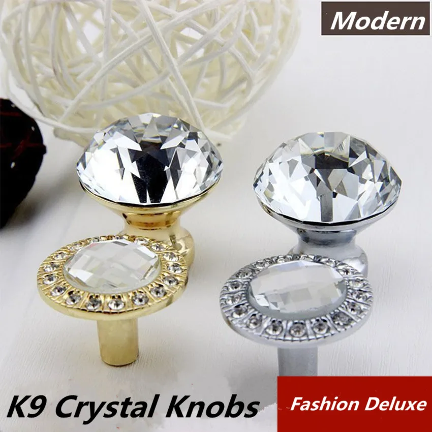 modern fashion deluxe rhinestone drawer tv knobs pulls silver